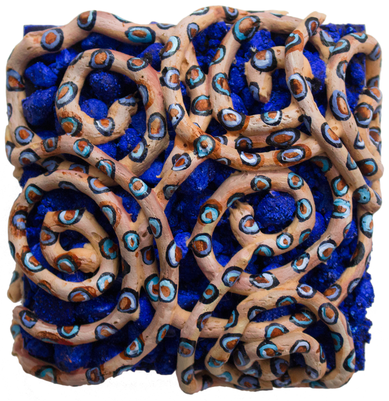 Blue Spot Octopi Infinity Mini, 2020, Ultralight, pumice and dispersions on panel, 6 x 6 x 4.5 inches
