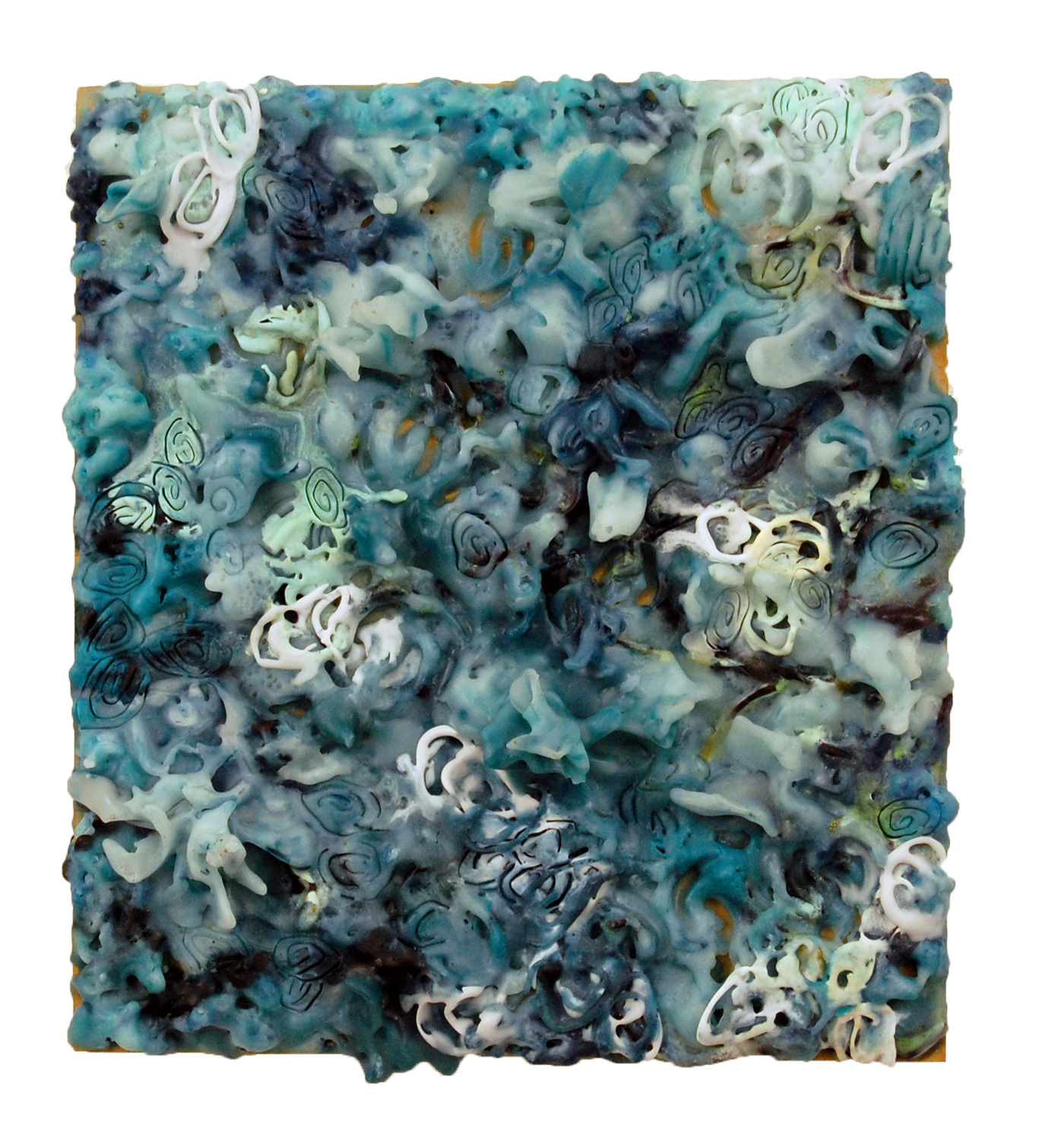 Sea Cells and Flowers, 2012, encaustic on panel, 8 x 9 inches