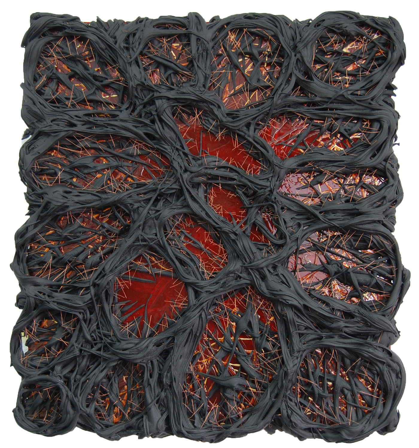Thorny Crowns, 2010, Urethane, pigment dispersions, Ultralight, and wire on panel